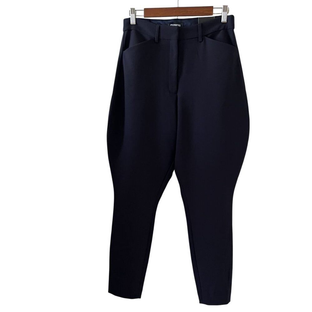 Express NEW High Rise Curvy Pants In Navy Blue Size 10